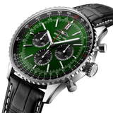 Breitling Navitimer B01 Chronograph 46 Green Dial Black Leather Strap Watch for Men - AB0137241L1P1 Authentic Buy Shop Now