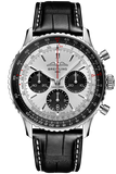 Breitling Navitimer B01 Chronograph 43 Silver Dial Black Leather Strap Watch for Men - AB0138241G1P1 Authentic Buy Shop Now