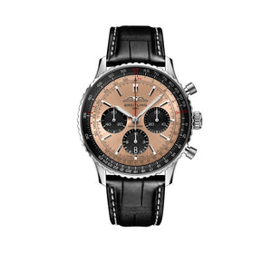 Breitling Navitimer B01 Chronograph 43 Brown Dial Black Leather Strap Watch for Men - AB0138241K1P1 Authentic Buy Shop Now