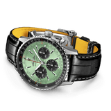 Breitling Navitimer B01 Chronograph 43 Green Dial Black Leather Strap Watch for Men - AB0138241L1P1 Authentic Buy Shop Now