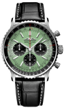 Breitling Navitimer B01 Chronograph 43 Green Dial Black Leather Strap Watch for Men - AB0138241L1P1 Authentic Buy Shop Now