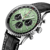Breitling Navitimer B01 Chronograph 43 Green Dial Black Leather Strap Watch for Men - AB0138241L1P1 Authentic Buy Shop Now