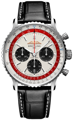 Breitling Navitimer B01 Chronograph 43 Boeing 747 White Dial Black Leather Strap Watch for Men - AB01383B1G1P1 Authentic Buy Shop Now