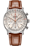 Breitling Navitimer B01 Chronograph 41 White Dial Brown Leather Strap Watch for Men - AB0139211G1P1 Authentic Buy Shop Now