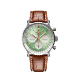 Breitling Navitimer B01 Chronograph 41 Green Dial Brown Leather Strap Watch for Men - AB0139211L1P1 Authentic Buy Shop Now