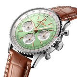 Breitling Navitimer B01 Chronograph 41 Green Dial Brown Leather Strap Watch for Men - AB0139211L1P1 Authentic Buy Shop Now