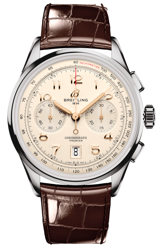 Breitling Premier B01 Chronograph 42 White Dial Brown Leather Strap Watch for Men - AB0145211G1P1 Authentic Buy Shop Now