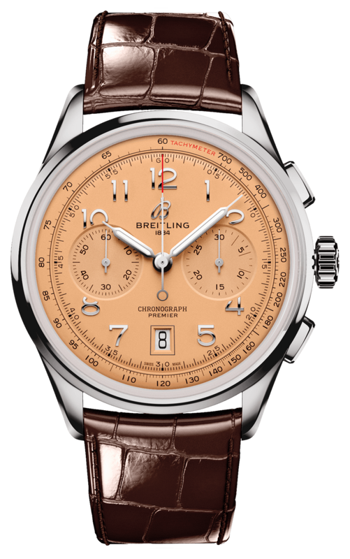 Breitling Premier B01 Chronograph 42 Beige Dial Brown Leather Strap Watch for Men - AB0145331K1P1 Authentic Buy Shop Now