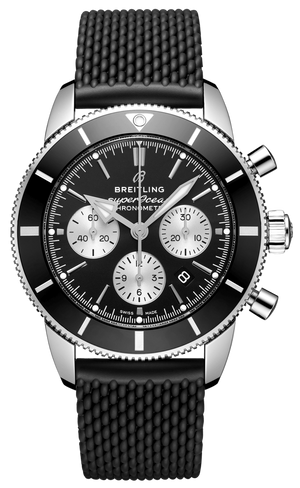 Breitling Superocean Heritage B01 Chronograph 44 Black Dial Black Mesh Bracelet Watch for Men - AB0162121B1S1 Authentic Buy Shop Now