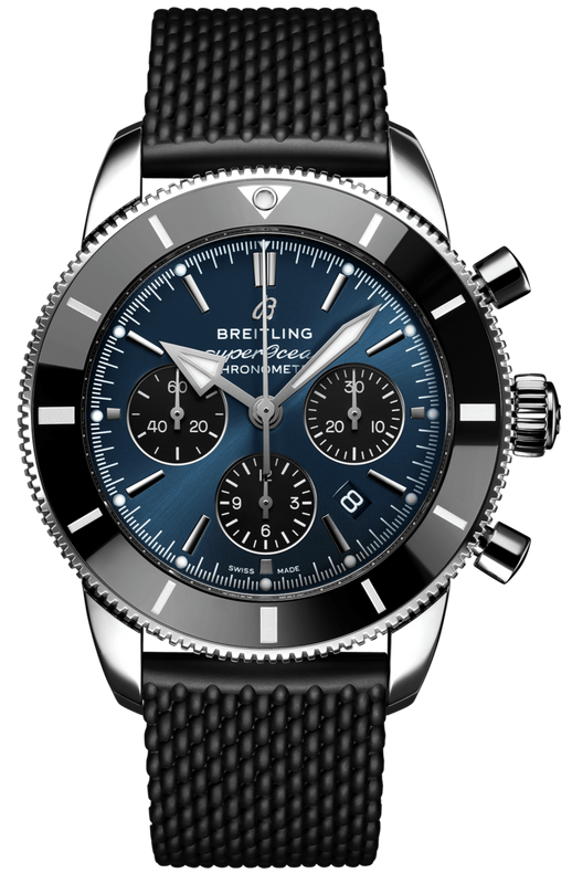 Breitling Superocean Heritage B01 Chronograph 44 Blue Dial Black Mesh Bracelet Watch for Men - AB0162121C1S1 Authentic Buy Shop Now