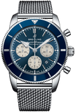 Breitling Superocean Heritage B01 Chronograph 44 Blue Dial Silver Mesh Bracelet Watch for Men - AB0162161C1A1 Authentic Buy Shop Now