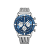 Breitling Superocean Heritage B01 Chronograph 44 Blue Dial Silver Mesh Bracelet Watch for Men - AB0162161C1A1 Authentic Buy Shop Now