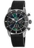Breitling Superocean Heritage B01 Chronograph 44 Limited Edition Green Dial Black Mesh Bracelet Watch for Men - AB01621A1L1S1 Authentic Buy Shop Now