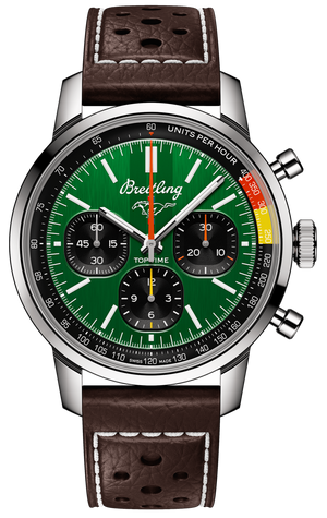 Breitling Top Time B01 Ford Mustang Green Dial Brown Leather Strap Watch for Men - AB01762A1L1X1 Authentic Buy Shop Now