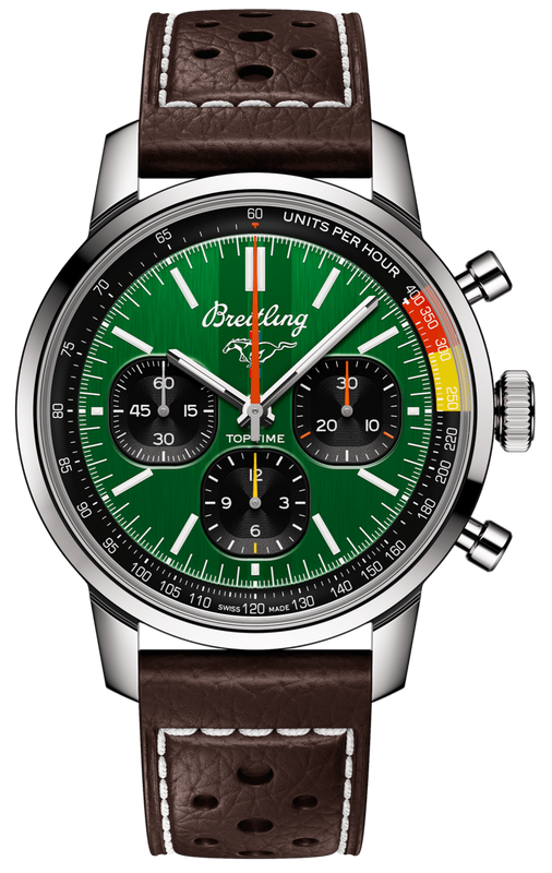 Breitling Top Time B01 Ford Mustang Green Dial Brown Leather Strap Watch for Men - AB01762A1L1X1 Authentic Buy Shop Now