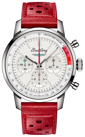 Breitling Top Time B01 Ford Thunderbird White Dial Red Leather Strap Watch for Men - AB01766A1A1X1 Authentic Buy Shop Now