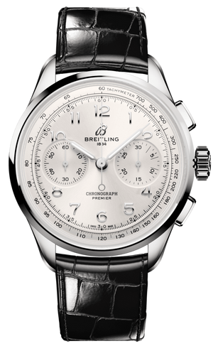 Breitling Premier B09 Chronograph 40 White Dial Black Leather Strap Watch for Men - AB0930371G1P1 Authentic Buy Shop Now