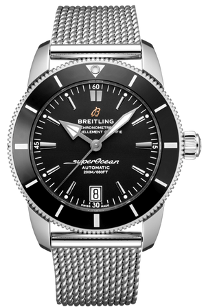 Breitling Superocean Heritage B20 Automatic 42 Black Dial Silver Mesh Bracelet Watch for Men - AB2010121B1A1 Authentic Buy Shop Now