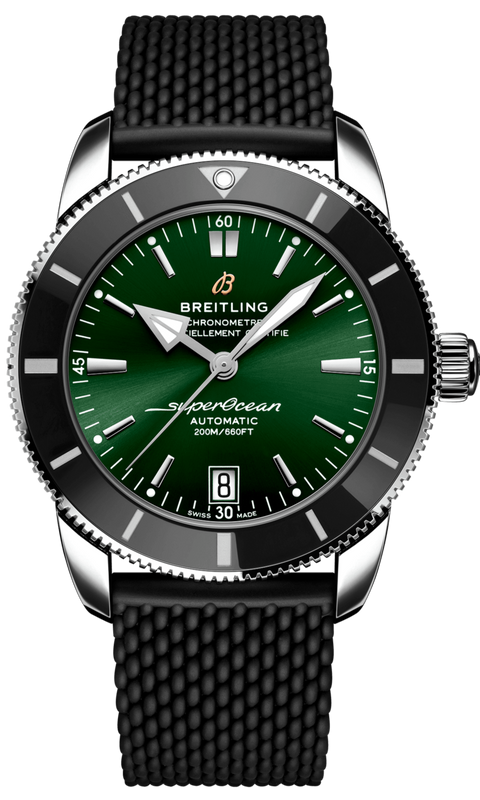 Breitling Superocean Heritage B20 Automatic 42 Green Dial Black Mesh Bracelet Watch for Women - AB2010121L1S1 Authentic Buy Shop Now