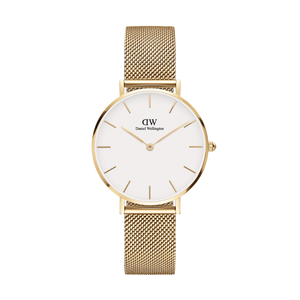 Daniel Wellington Classic Petite Evergold White Dial Gold Mesh Bracelet Watch For Women - DW00100350 Authentic Buy Shop Now