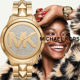 Michael Kors Runway Mercer Crystals Gold Dial Gold Steel Strap Watch For Women - MK6714 Authentic Buy Shop Now