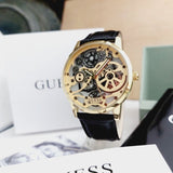Guess Gadget Gold Dial Black Leather Strap Watch for Men - GW0570G1 Authentic Buy Shop Now