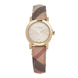 Burberry The City Gold Dial Haymarket Brown Leather Strap Watch for Women - BU9219 Authentic Buy Shop Now