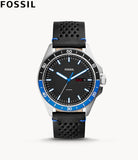 Fossil Sport 54 Day Date Black Dial Black Leather Strap Watch for Men - FS5321 Authentic Buy Shop Now