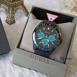 Guess Odyssey Quartz Black Dial Black Leather Strap Watch For Men - W1108G5 Authentic Buy Shop Now
