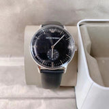 Emporio Armani Gianni Quartz Black Dial Black Leather Strap Watch For Men - AR0382 Authentic Buy Shop Now