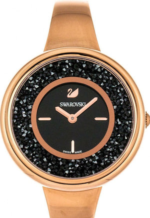 Swarovski Crystalline Pure Black Dial Rose Gold Steel Strap Watch for Women - 5295334 Authentic Buy Shop Now