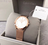 Calvin Klein Minimal White Dial Rose Gold Mesh Bracelet Watch for Women - K3M22626 Authentic Buy Shop Now