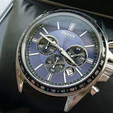 Hugo Boss Driver Sport Chronograph Blue Dial Black Leather Strap Watch for Men - 1513077 Authentic Buy Shop Now