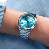 Guess Luna Quartz Blue Dial Silver Steel Strap Watch For Women - GW0308L4 Authentic Buy Shop Now