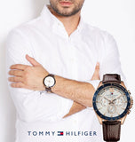 Tommy Hilfiger Luke Quartz White Dial Brown Leather Strap Watch for Men - 1791118 Authentic Buy Shop Now