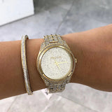 Michael Kors Lauryn Crystals Gold Dial Gold Steel Strap Watch For Women - MK3930 Authentic Buy Shop Now