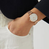 Emporio Armani Mother of Pearl Dial Rose Gold Steel Strap Watch For Women - AR11110 Authentic Buy Shop Now