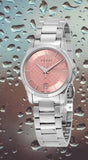Gucci G Timeless Pink Dial Silver Steel Strap Watch For Women - YA126524 Authentic Buy Shop Now