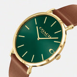 Coach Charles Green Dial Brown Leather Strap Watch for Men - 14602435 Authentic Buy Shop Now