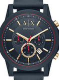 Armani Exchange Outerbanks Chronograph Blue Dial Blue Silicone Strap Watch For Men - AX1335 Authentic Buy Shop Now