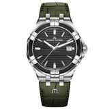 Maurice Lacroix Aikon Quartz Black Dial Green Crocodile Leather Strap Watch for Men - AI1008-PVB21-330-1 Authentic Buy Shop Now