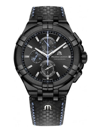 Maurice Lacroix Aikon Chronograph Limited Edition Black Dial Black Leather Strap Watch for Men - AI1018-PVB01-337-1 Authentic Buy Shop Now