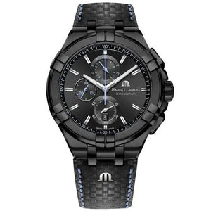 Maurice Lacroix Aikon Chronograph Limited Edition Black Dial Black Leather Strap Watch for Men - AI1018-PVB01-337-1 Authentic Buy Shop Now
