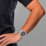 Maurice Lacroix Aikon Chronograph Black Dial Silver Steel Strap Watch for Men - AI1018-SS002-330-1 Authentic Buy Shop Now
