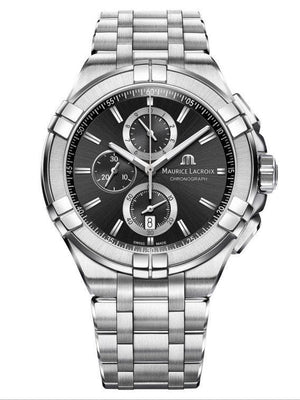 Maurice Lacroix Aikon Chronograph Black Dial Silver Steel Strap Watch for Men - AI1018-SS002-330-1 Authentic Buy Shop Now