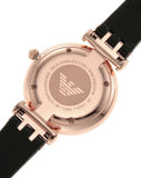 Emporio Armani Gianni T-Bar Mother of Pearl Dial Black Leather Strap Watch For Women - AR11295 Authentic Buy Shop Now