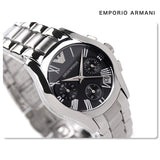 Emporio Armani Velente Chronograph Black Dial Silver Steel Strap Watch For Women - AR0674 Authentic Buy Shop Now
