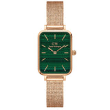 Daniel Wellington Quadro Melrose Green Dial Rose Gold Mesh Strap Watch For Women - DW00100437 Authentic Buy Shop Now