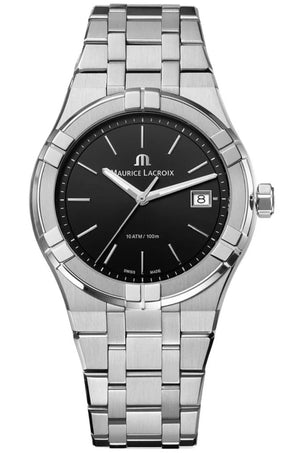 Maurice Lacroix Aikon Date Quartz Black Dial Silver Steel Strap Watch for Men - AI1108-SS002-330-1 Authentic Buy Shop Now