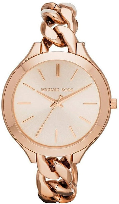 Michael Kors Slim Runway Rose Gold Dial Rose Gold Steel Strap Watch for Women - MK3223 Authentic Buy Shop Now